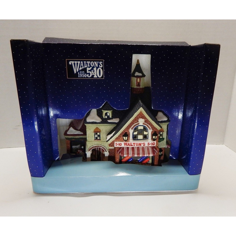 Holiday Time Christmas Village Lighted Waltons 5 & 10 Collectors Edition Boxed